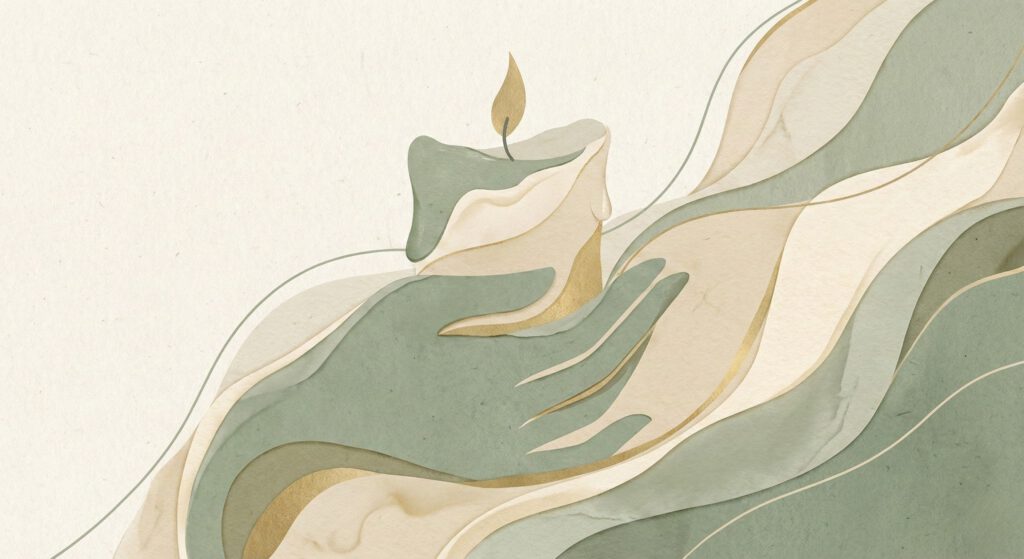 Illustration der handwerklichen Verzierung einer Taufkerze mit echtem Wachs