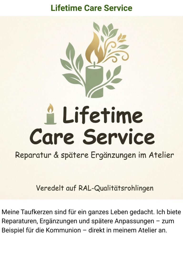 Reparatur und Ergänzung einer Taufkerze im Lifetime Care Service